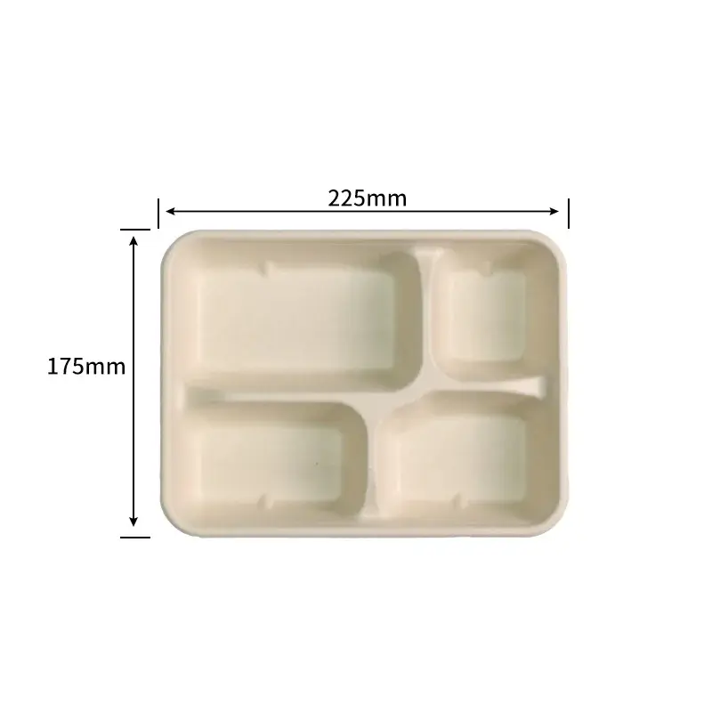 1100ml 4 Compartment Tray · Sugarcane Trays · product image