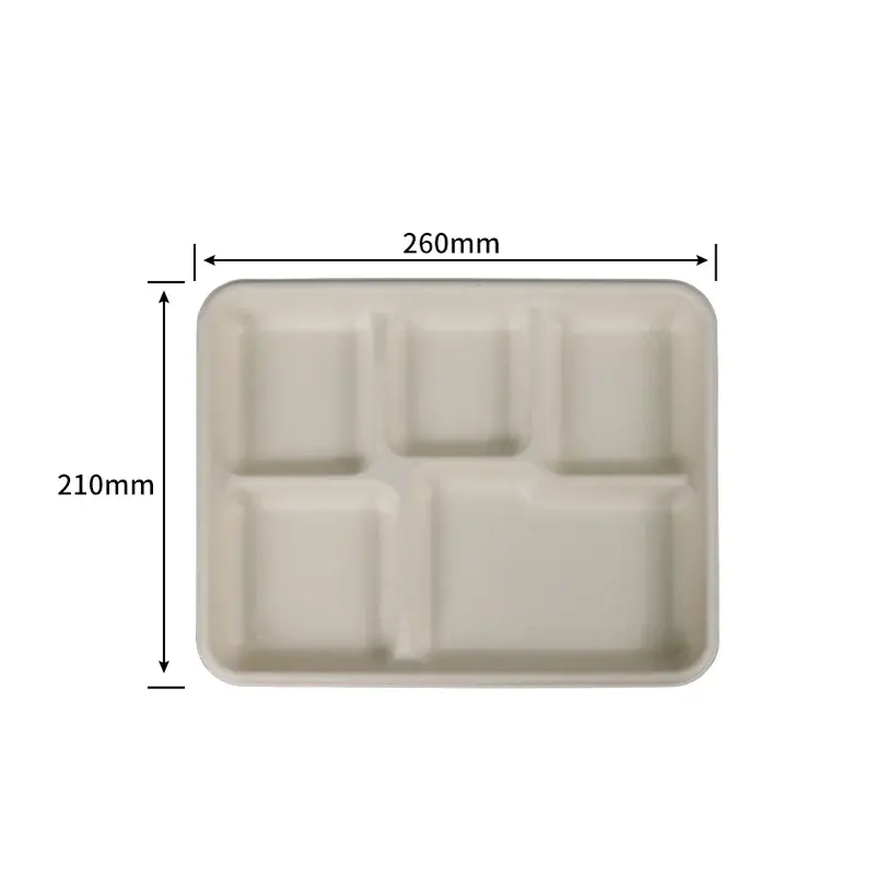 5 Compartment Tray · Sugarcane Trays · product image