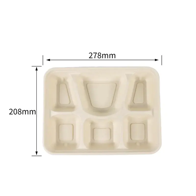 1400ml 6 Compartment Tray · Sugarcane Trays · product image