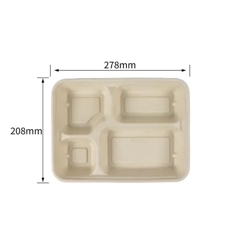 1400ml Large 4 Compartment Tray · Sugarcane Trays · product image